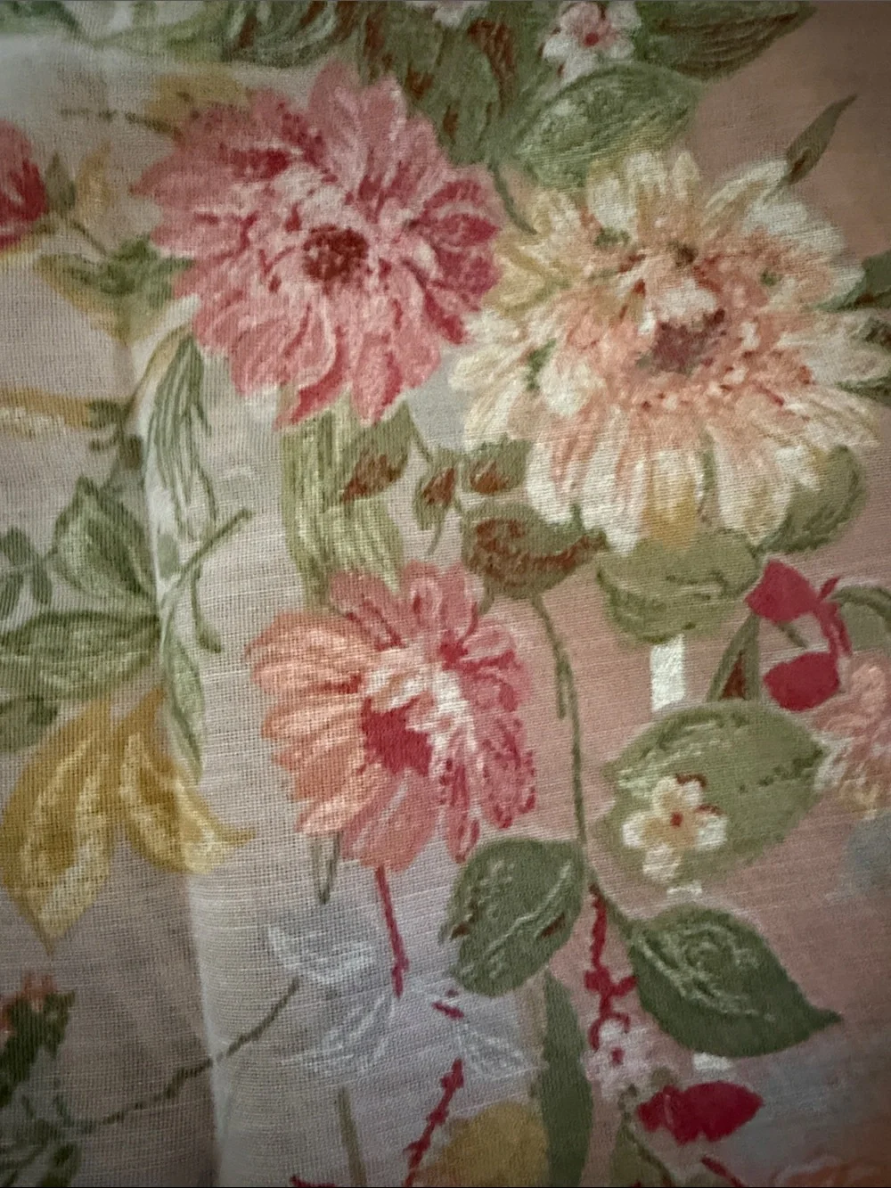 Floral Blush Pink Stripe Curtain Panel - Romantic Drapery